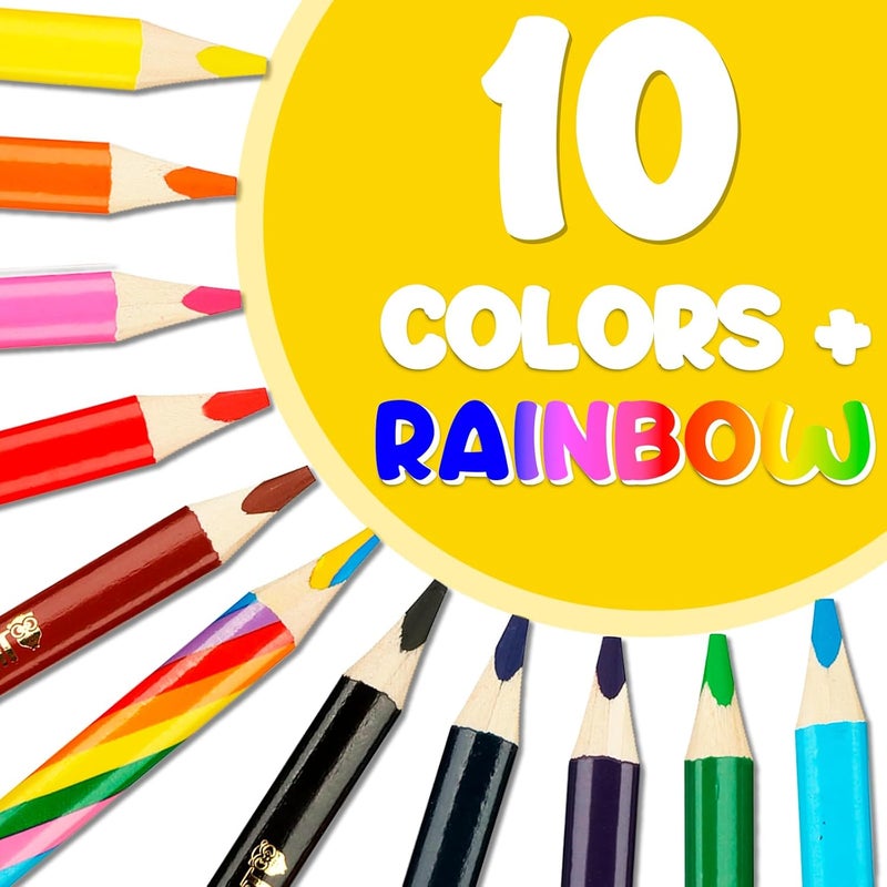 TinyGeeks Jumbo Color Pencils Set For Kids - Short Fat Triangle Pencils for Kids Ages 3-7 - For Preschoolers, Kindergarten, Toddlers, Beginners - Triangular Shape With Sharpeners - Image 4